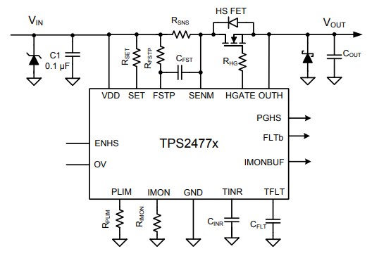 Schematic - Texas Instruments TPS2477x High Performance Hot Swap Controllers